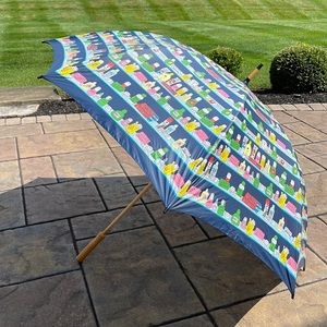 Vintage Navy Wooden Umbrella Drugstore / Pharmacy / Pharmacist Spring Summer Fun